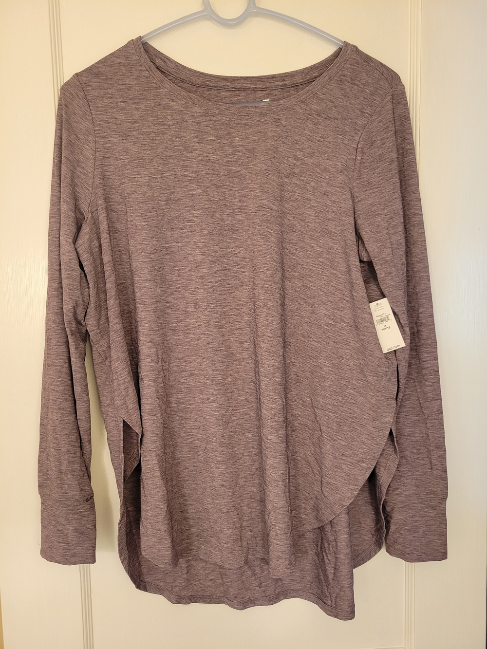 GAP Long Sleeve Layered Hem Tee - Heathered Mauve